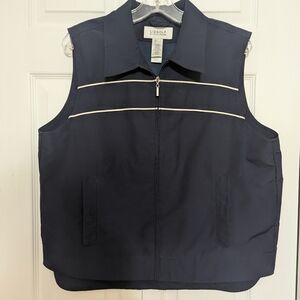 Liz Golf-Navy Blue-womens Zip Vest-Size Large-light Weight-pockets-Liz Claiborne